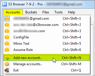 S3 Browser - Account - Add New Account