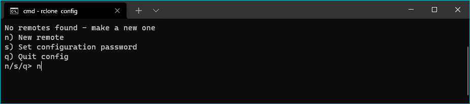 rclone new config