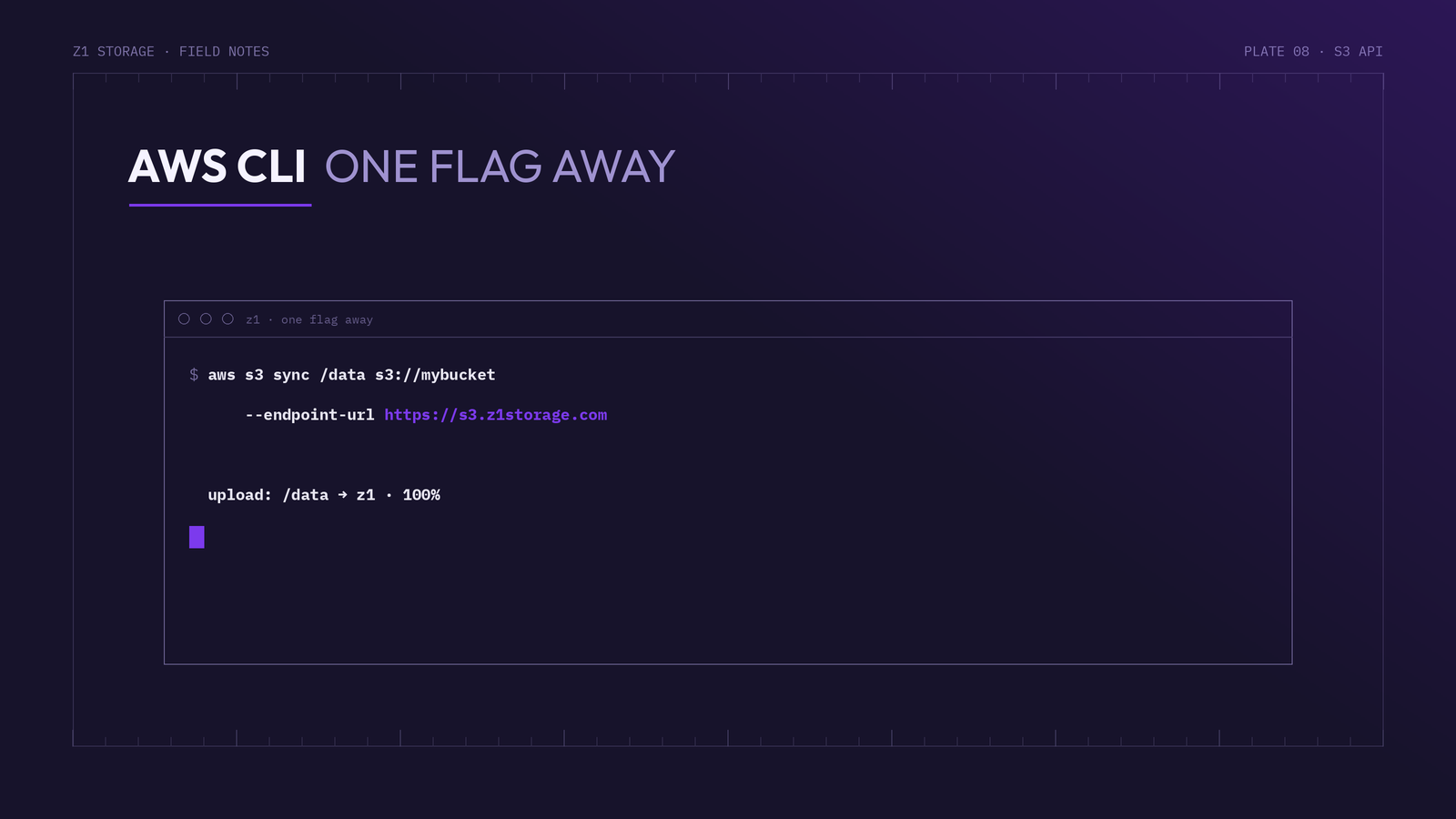 AWS CLI syncing to Z1 Storage with the endpoint-url flag