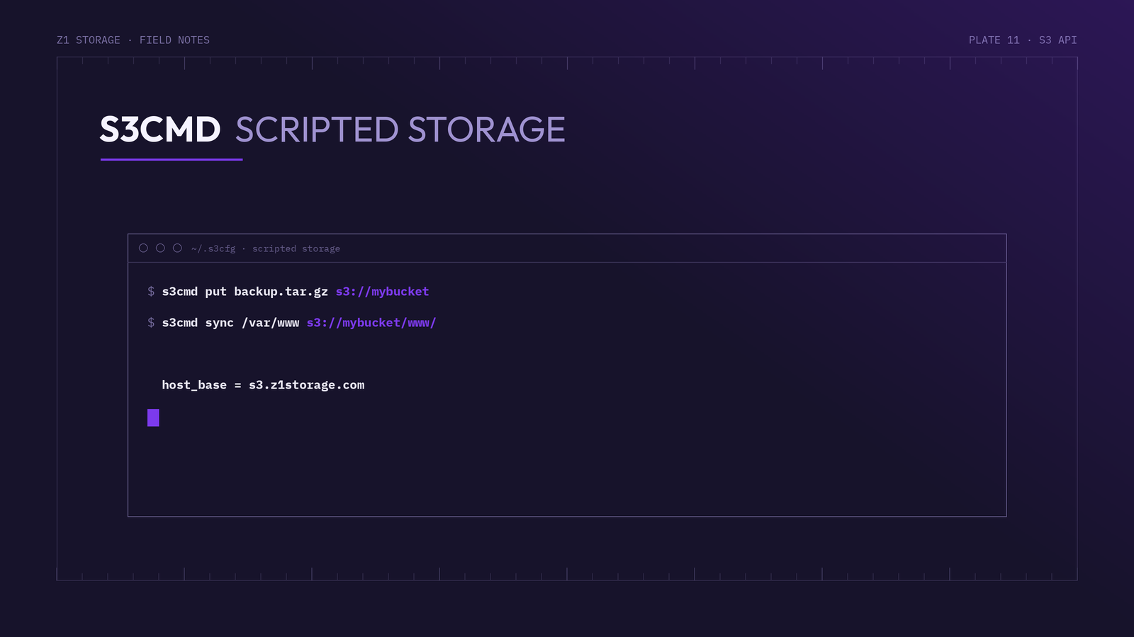 s3cmd command-line backups to Z1 Storage